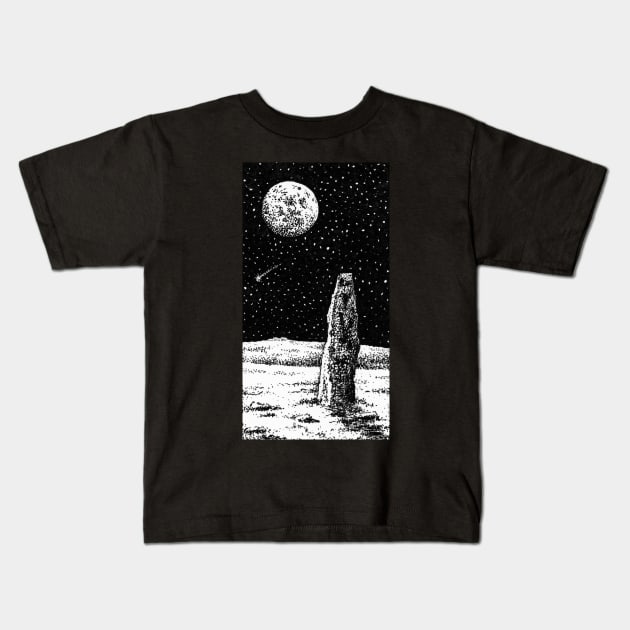 Merrivale Standing Stone, Dartmoor Kids T-Shirt by BarnabyEdwards